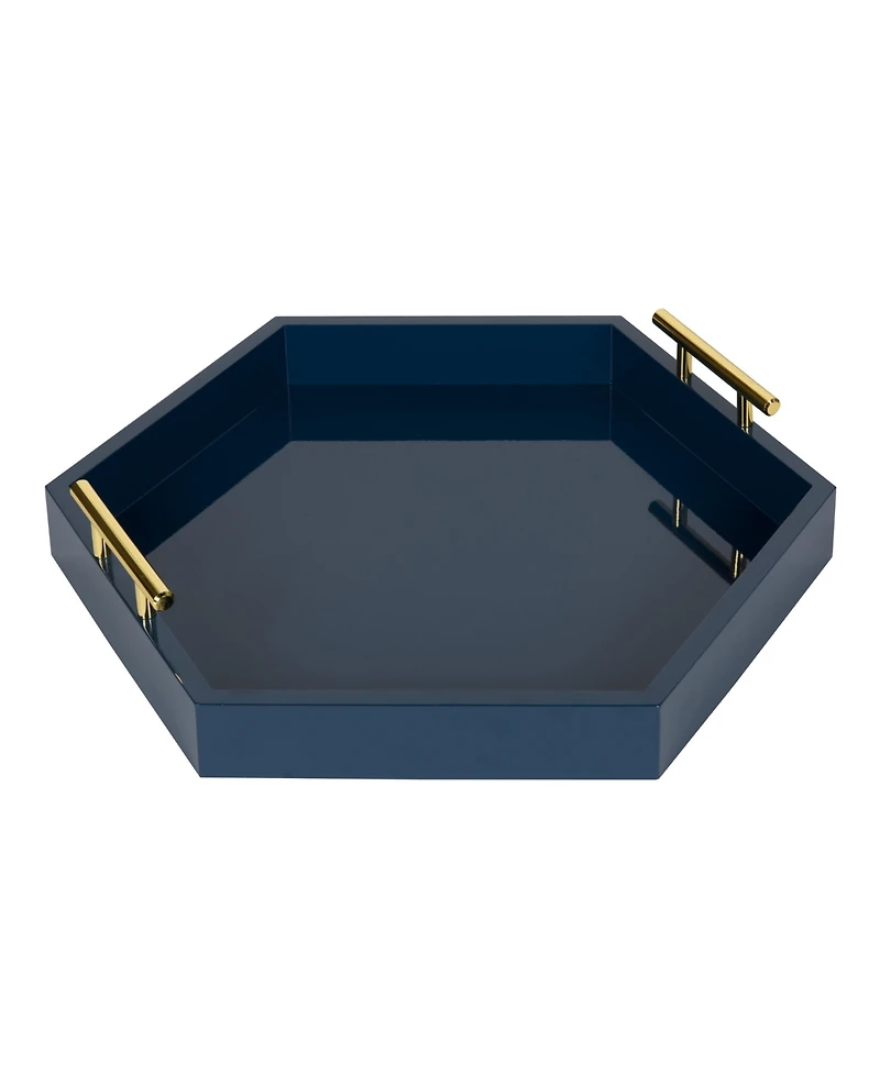 Kate and Laurel Lipton Hexagon Decorative Tray with Metal Handles - 18" x
