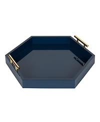 Kate and Laurel Lipton Hexagon Decorative Tray with Metal Handles - 18" x