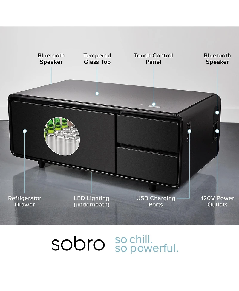 Sobro Smart Storage Coffee Table with Refrigerated Drawer