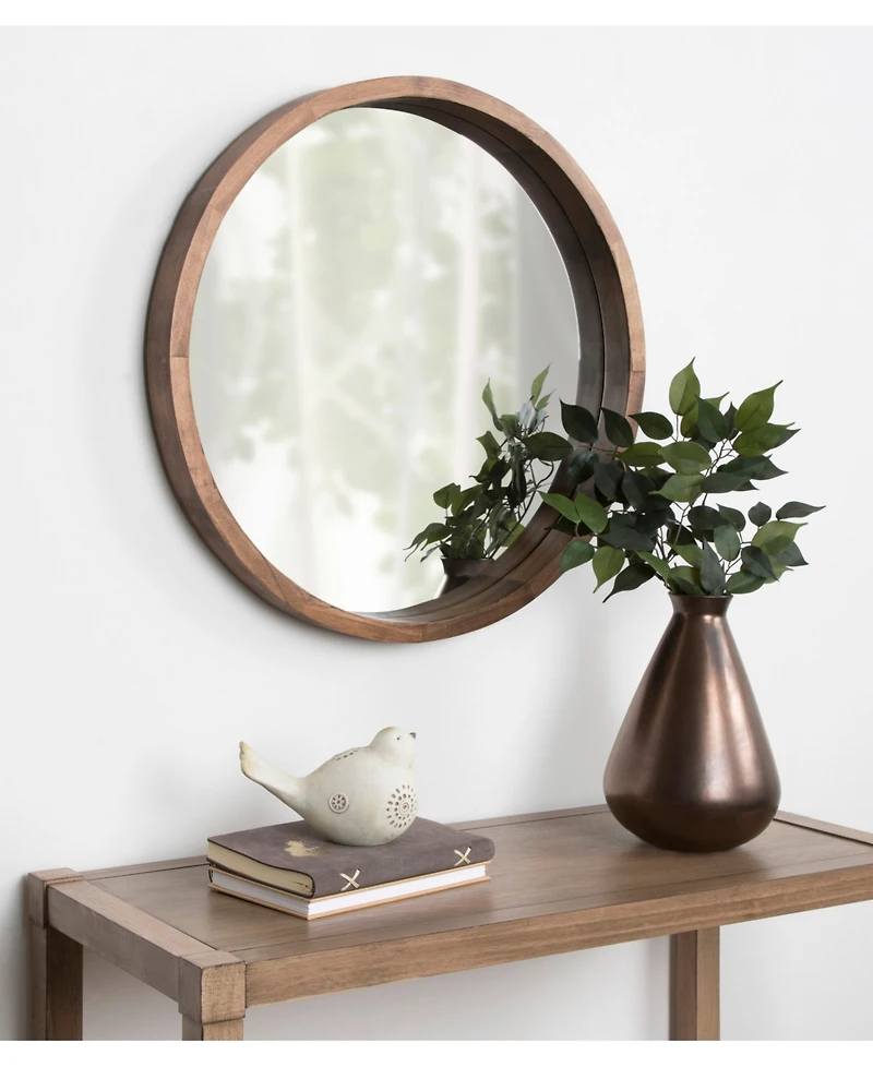 Kate and Laurel Hutton Round Wood Wall Mirror - 22" D