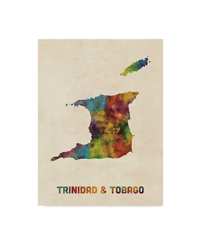 Michael Tompsett Trinidad and Tobago Watercolor Map Canvas Art - 15" x 20"