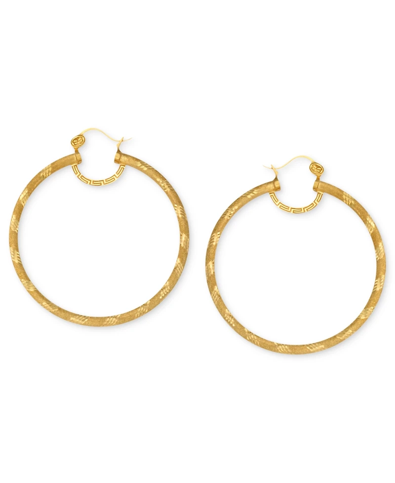Simone I. Smith 18K Gold over Sterling Silver Earrings, Laser and Diamond-Cut Extra Large Hoop Earrings (Also in Platinum Over Sterling Silver)