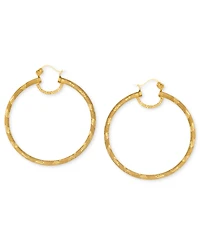 Simone I. Smith 18K Gold over Sterling Silver Earrings, Laser and Diamond-Cut Extra Large Hoop Earrings (Also in Platinum Over Sterling Silver)