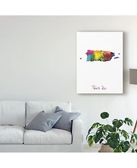 Michael Tompsett Puerto Rico Watercolor Map Ii Canvas Art - 15" x 20"