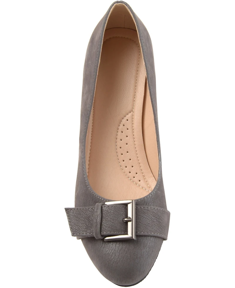 Journee Collection Women's Graysn Buckle Detial Wedge Pumps