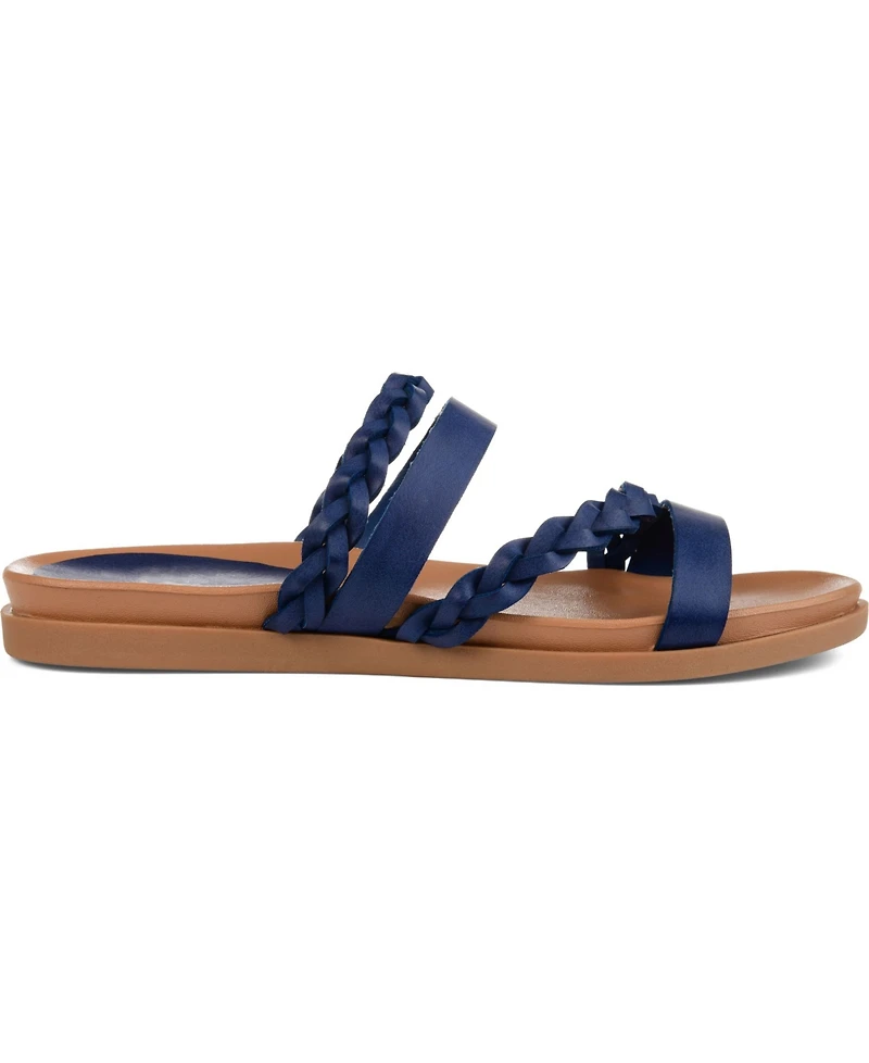 Journee Collection Women's Colette Braided Strappy Open Toe Flat Sandals