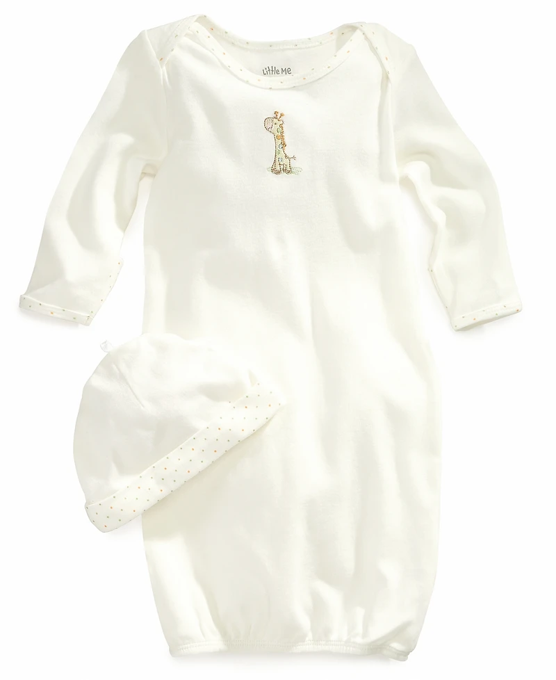 Little Me Baby Boys or Baby Girls Giraffe Gown and Hat, 2 Piece Set