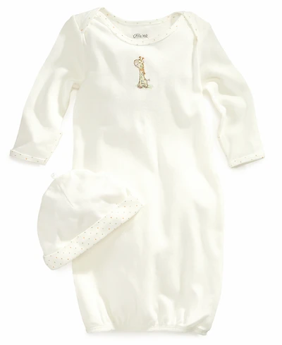 Little Me Baby Boys or Baby Girls Giraffe Gown and Hat, 2 Piece Set