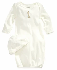 Little Me Baby Boys or Baby Girls Giraffe Gown and Hat, 2 Piece Set