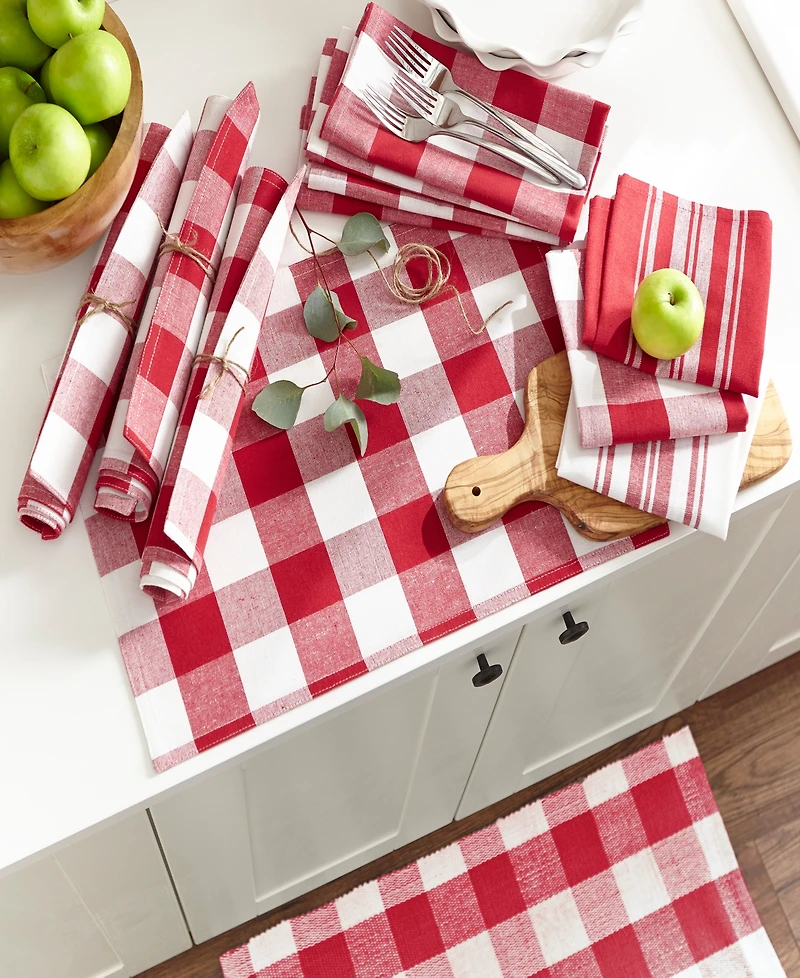 Elrene Farmhouse Living Stripe and Check Kitchen Towels - Set of 3