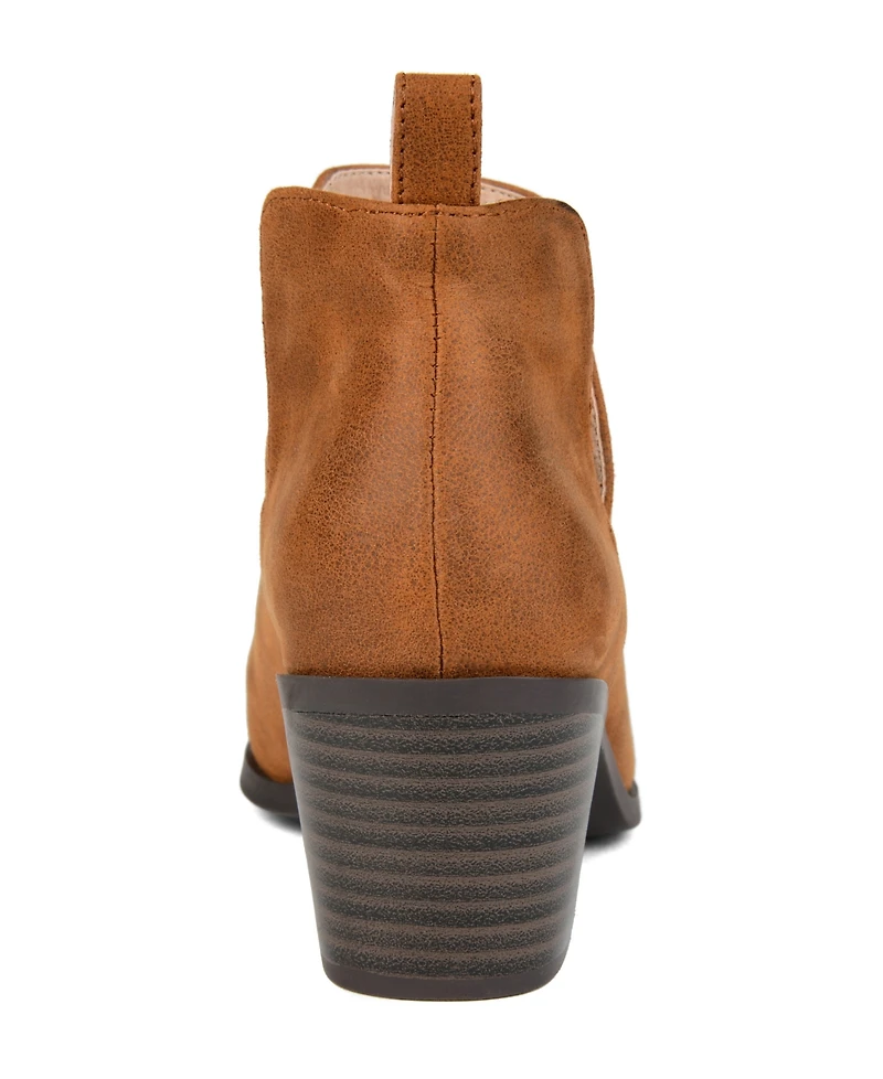 Journee Collection Women's Lola Cut Out Stacked Heel Dress Booties