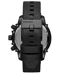 Diesel Men's Chronograph Griffed Black Leather Strap Watch 46mm