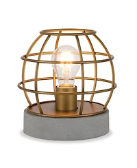 Hudson & Canal Kennet Table Lamp With Antique Brass Cage And Concrete Pedestal