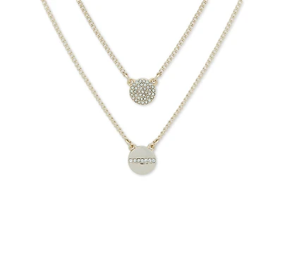 Dkny Gold-Tone Crystal Pendant Two-Row Necklace, 16" + 3' extender