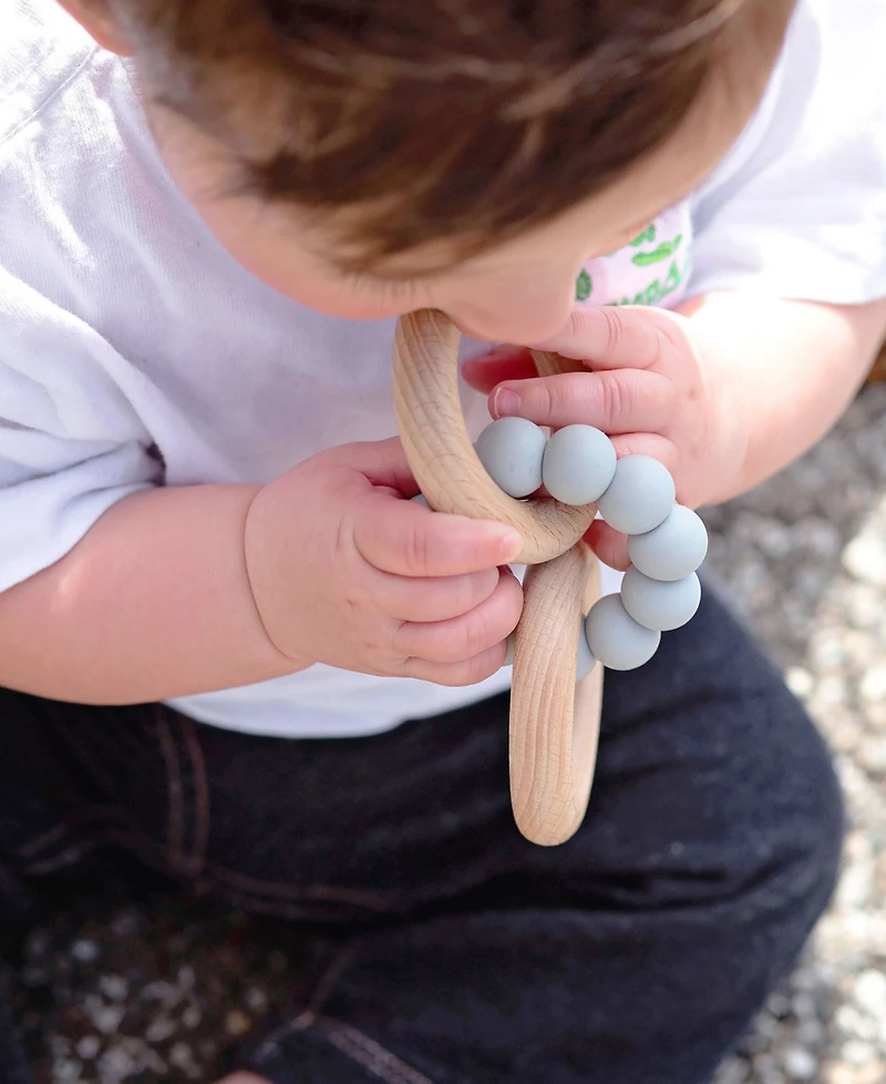 3 Stories Trading Tiny Teethers Infant Silicone And Beech Wood Rattle Teether