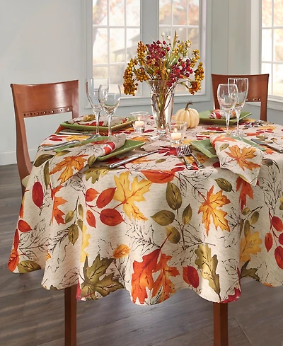 Elrene Autumn Leaves Fall Printed Tablecloth, 70" Round