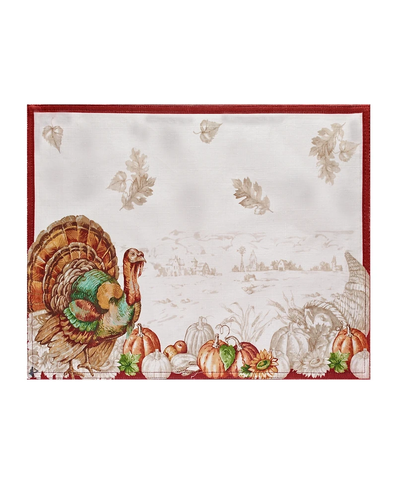 Elrene Holiday Turkey Bordered Fall Placemat, Set of 4