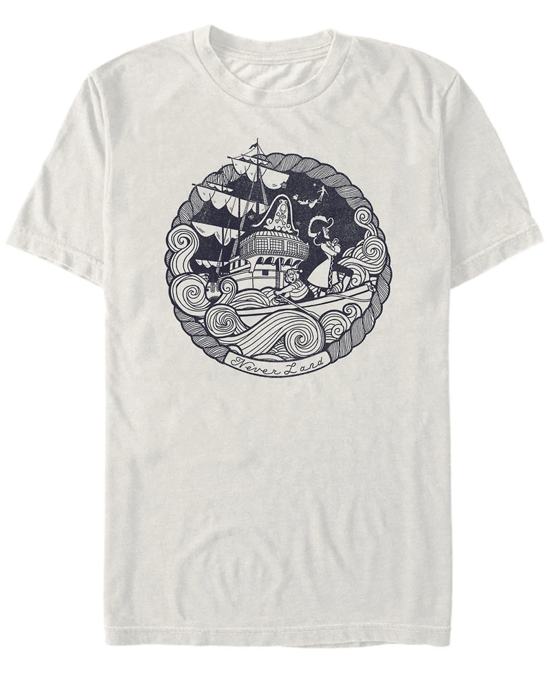 Disney Men's Peter Pan Captain Hook Ship Stamp Short Sleeve T-Shirt