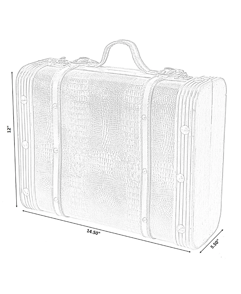 Vintiquewise Decorative Wooden Leather Suitcase