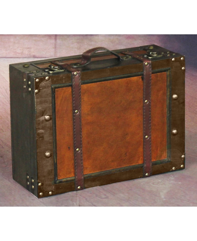 Vintiquewise Old Style Suitcase with Straps, Large