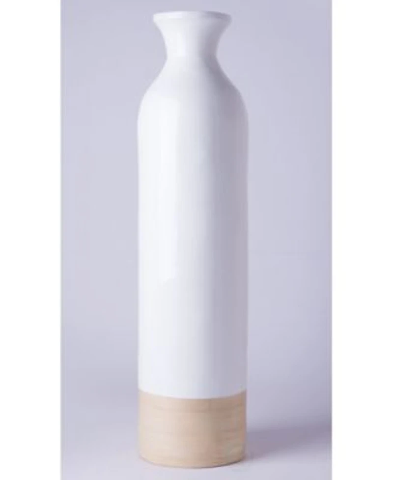 Uniquewise Cylinder Shaped Tall Spun Bamboo Floor Vase Glossy Lacquer Bamboo Collection