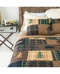 American Heritage Brown Bear Cabin 3-Pc. Quilt Set, King