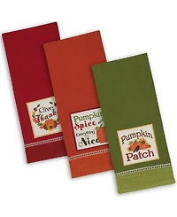 Design Imports Assorted Country Pumpkin Embroidered Dishtowel Set