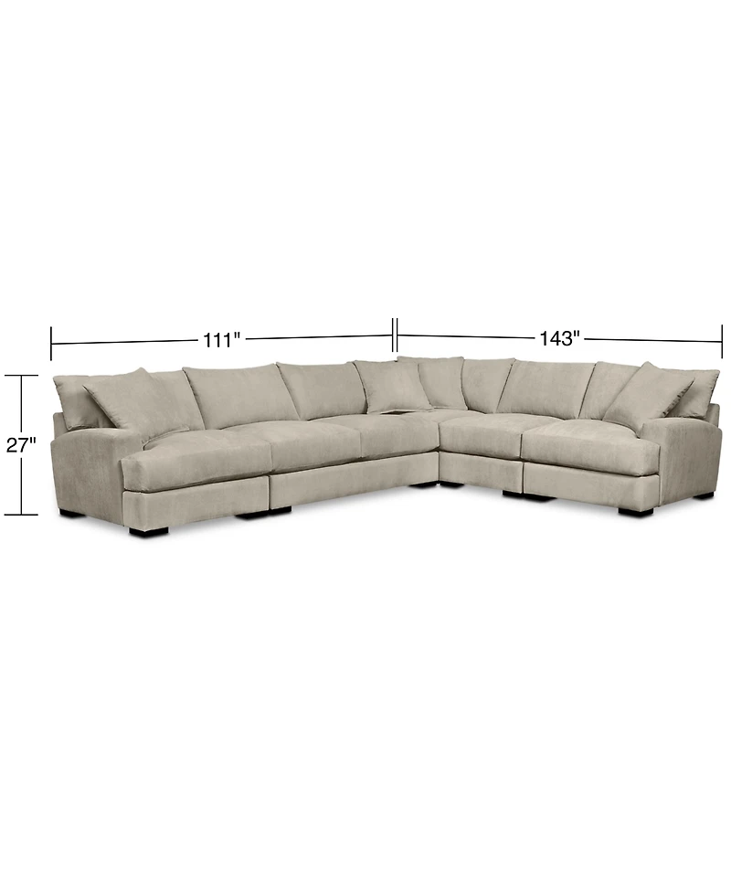Closeout! Rhyder 5-Pc. Fabric Sectional Sofa with Apartment Sofa, Created for Macy's