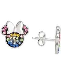 Disney Children's 2-Pc. Set Crystal Multicolor Minnie Mouse Pendant Necklace and Stud Earrings in Sterling Silver