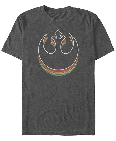Star Wars Men's Classic Retro Rainbow Layered Rebel Logo Short Sleeve T-Shirt