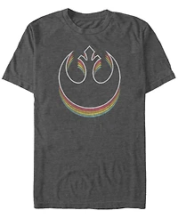 Star Wars Men's Classic Retro Rainbow Layered Rebel Logo Short Sleeve T-Shirt