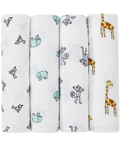 aden by aden + anais Baby Boys or Baby Girls Jungle Swaddles, Pack of 4