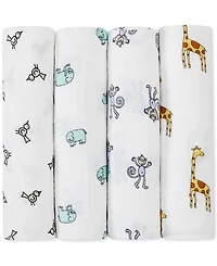 aden by aden + anais Baby Boys or Baby Girls Jungle Swaddles, Pack of 4