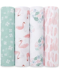 aden by aden + anais Baby Girls Printed Muslin Swaddles, Pack of 4