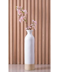 Uniquewise Cylinder Shaped Tall Spun Bamboo Floor Vase Glossy Lacquer Bamboo, Small