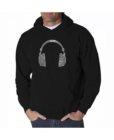 La Pop Art Men's Word Hoodie - Headphones 63 Genres of Music