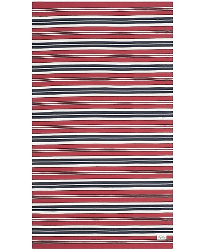 Lauren Ralph Lauren Leopold Stripe LRL2462E Red 4' X 6' Outdoor Area Rug