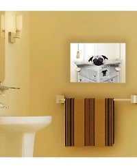 Stupell Industries Pug Reading Newspaper In Bathroom Art Collection
