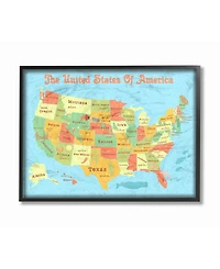 Stupell Industries United States of America Usa Kids Map Framed Giclee Art, 11" x 14"