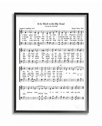 Stupell Industries It is Well With My Soul Vintage-Inspired Sheet Music Framed Giclee Art, 11" x 14"