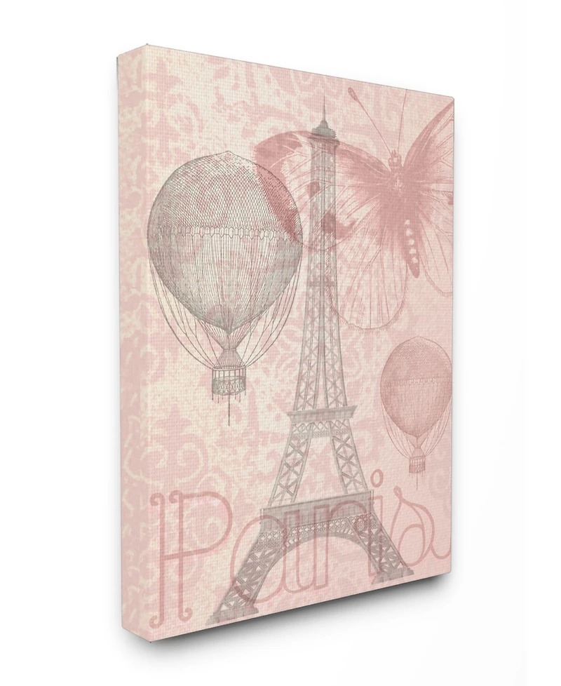 Stupell Industries Eiffel Tower Hot Air Balloon Paris Canvas Wall Art, 16" x 20"