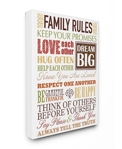 Stupell Industries Home Decor Family Rules Autumn Colors Canvas Wall Art, 24" x 30"