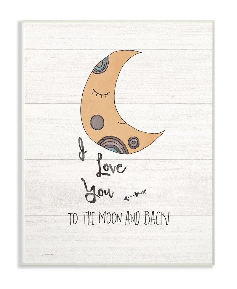 Stupell Industries I Love You Moon Wall Plaque Art, 12.5" x 18.5"