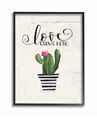 Stupell Industries Love Grows Here Cactus Framed Giclee Art, 16" x 20"