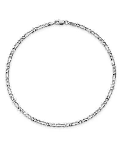 Figaro Chain Anklet in 14k White Gold