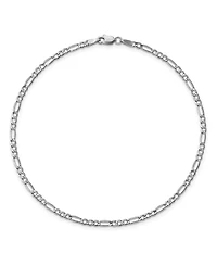 Figaro Chain Anklet in 14k White Gold