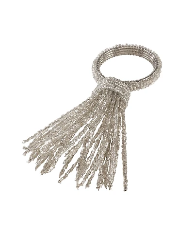 Saro Lifestyle Beaded Spray Design Event Napkin Ring, Set of 4