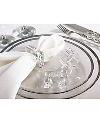 Saro Lifestyle Glass Crystal Doubled Block Napkin Ring, Set of 4