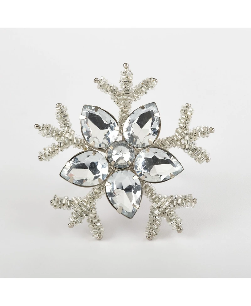Saro Lifestyle Napkin Ring Collection Snowflake Design Napkin Ring, Set of 4
