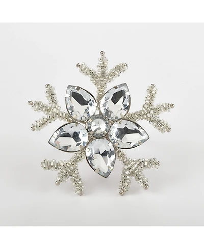 Saro Lifestyle Napkin Ring Collection Snowflake Design Napkin Ring, Set of 4